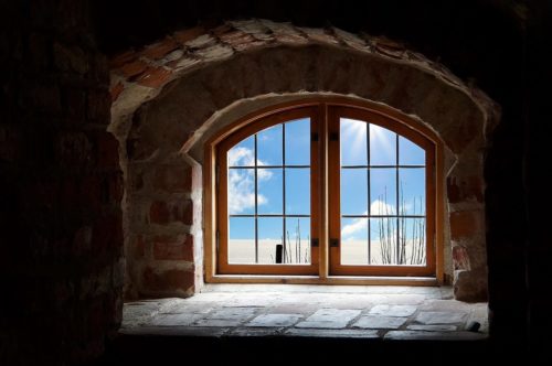 stone wooden house window